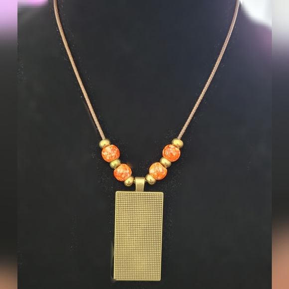 Checkered Pattern Inlay Pendant Necklace - Picture 13 of 15